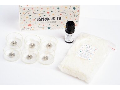 Arbatinių žvakučių pasigaminimo rinkinys "Išmok ir tu" Laukinių figų-Ylang-Ylang aromatas