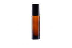Stikla flakoni ar lodīšu aplikatoru un melnu vāciņu, AMBER 10 ml