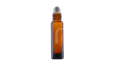Glass Bottles with a Ball Applicator and a Black Cap, AMBER 10 ml