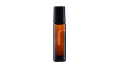 Glass Bottles with a Ball Applicator and a Black Cap, AMBER 10 ml