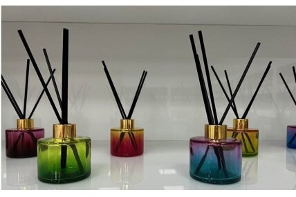Apaļa pudele mājas smaržām, Good vibes Sensitive GREEN 100 ml 2 Apaļa pudele mājas smaržām, Good vibes Sensitive GREEN 100 ml 2