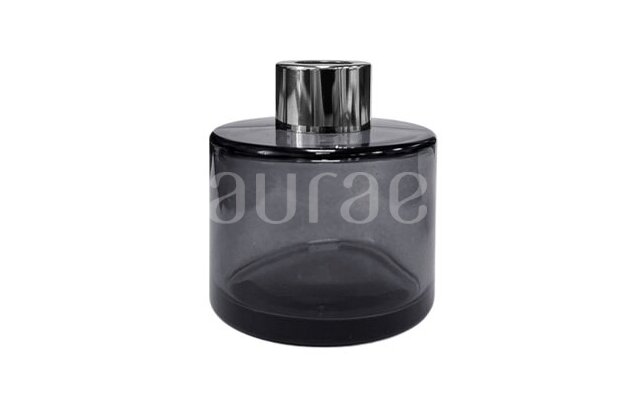 Buteliukas namų kvapui, apvalus, skaidrus-juodas 100 ml