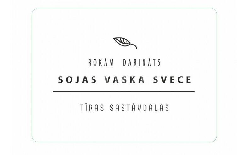 Label "Soy Wax Candle" in Latvian