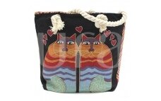 Klasikinis krepšys su virvelinėmis rankenomis "Dvi katės"