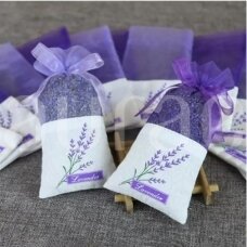 Dried Lavender Petals in Organza Bags (With Lavender Motifs)