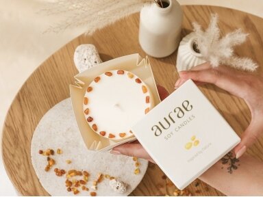 Natural Soy Wax Candle With Amber Pieces 250 g