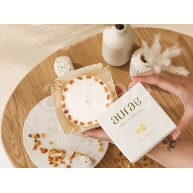 Natural Soy Wax Candle With Amber Pieces 250 g