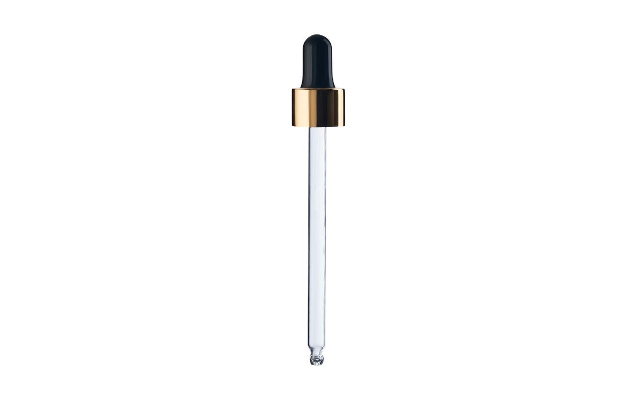 Juoda pipetė su auksinės spalvos žiedu DIN18, ilgis - 110 mm, 100 ml