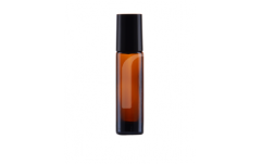 Stikliniai buteliukai su rutuliniu aplikatoriumi ir juodu dangteliu, AMBER 10 ml 2 Stikliniai buteliukai su rutuliniu aplikatoriumi ir juodu dangteliu, AMBER 10 ml 2