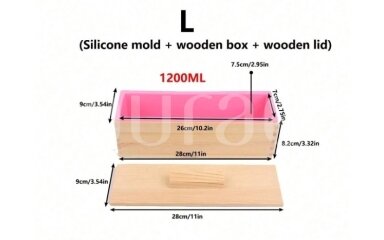 Silicone soap mold 1,2  with wooden box