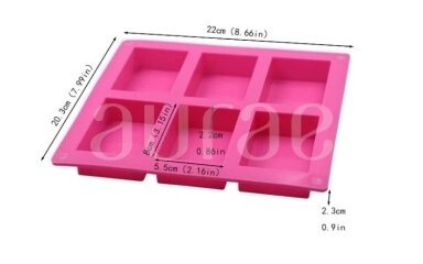 Silicone soap mold for making 6 soaps