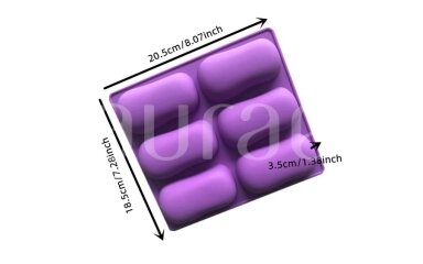 Silicone soap mold for making 6 soaps violet
