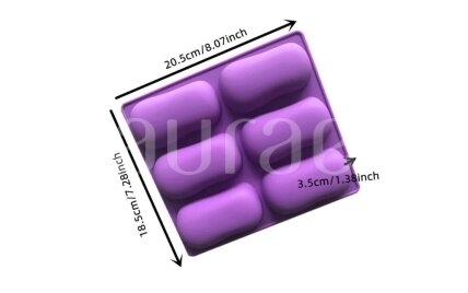 Silicone soap mold for making 6 soaps violet 1