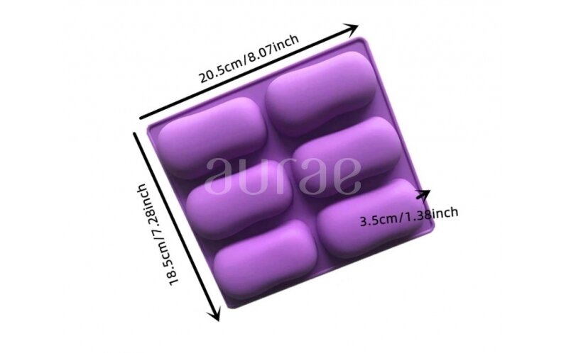 Silikoninė muilo forma pagaminti 6 muiliukus violetinė 1 Silikoninė muilo forma pagaminti 6 muiliukus violetinė 1
