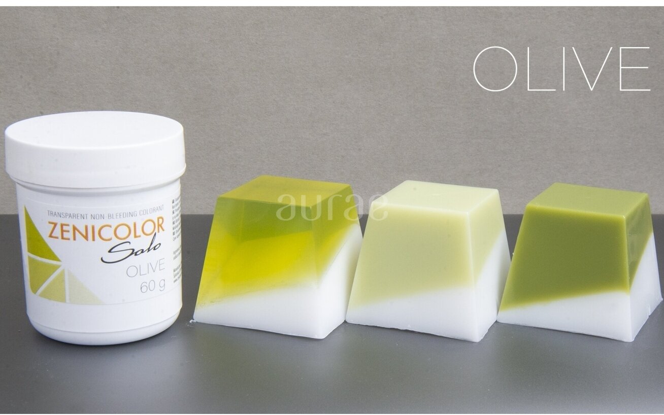 Transparent non-bleeding colorants for melt & pour soap base ZENICOLOR SOLO Olive 60 g Transparent non-bleeding colorants for melt & pour soap base ZENICOLOR SOLO Olive 60 g