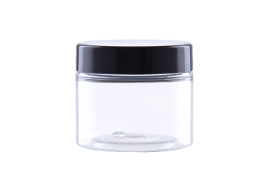 Caurspīdīga PET pudele 50 ml 48/400 ar melnu vāciņu