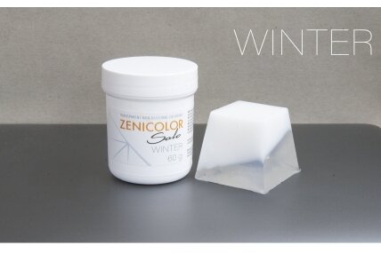 Caurspīdīgas neizplūstošas “izkausē un ielej” krāsvielas ziepju bāzei ZENICOLOR SOLO Winter 60 g Caurspīdīgas neizplūstošas “izkausē un ielej” krāsvielas ziepju bāzei ZENICOLOR SOLO Winter 60 g