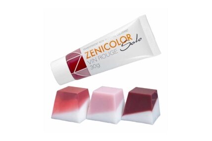 Caurspīdīgas neizplūstošas “izkausē un ielej” krāsvielas ziepju bāzei ZENICOLOR SOLO Vin Rouge 30 g Caurspīdīgas neizplūstošas “izkausē un ielej” krāsvielas ziepju bāzei ZENICOLOR SOLO Vin Rouge 30 g