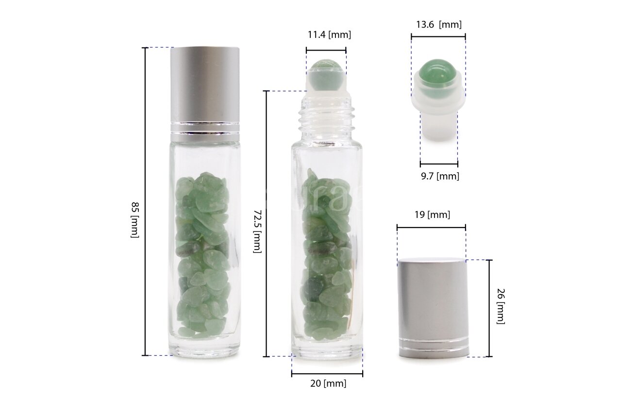 Gemstone Essential Oil Roller Bottle - Red Jasper - Silver Cap 2