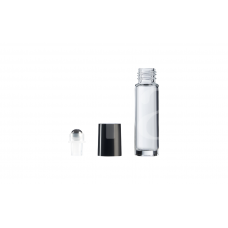 Glass Bottles with a Ball Applicator and a Black Cap 10 ml Clear