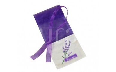 Violetinis maišelis su levandų motyvais 7x15 cm